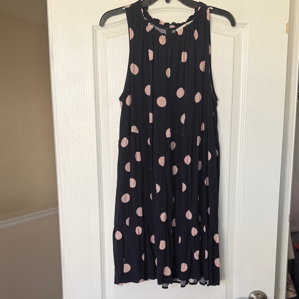 Navy and Pink Loft Polkadot Dress